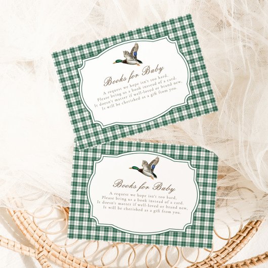 Carte D'accompagnement Modern Mallard Duck Neutral Gingham Baby Shower