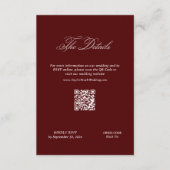 Carte D'accompagnement Modern Maroon Wedding Details Qr Code (Devant)