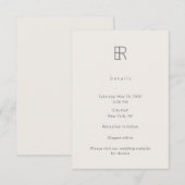 Carte D'accompagnement Modern Minimal Monogram Wedding Details Card (Devant / Derrière)