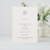 Carte D'accompagnement Modern Minimal Monogram Wedding Details Card (Debout devant)
