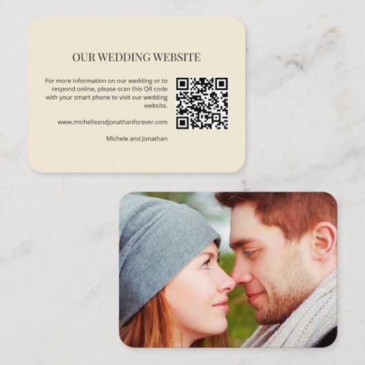 Carte D'accompagnement Modern Minimal Wedding Website QR Code Insert Card (Devant / Derrière)