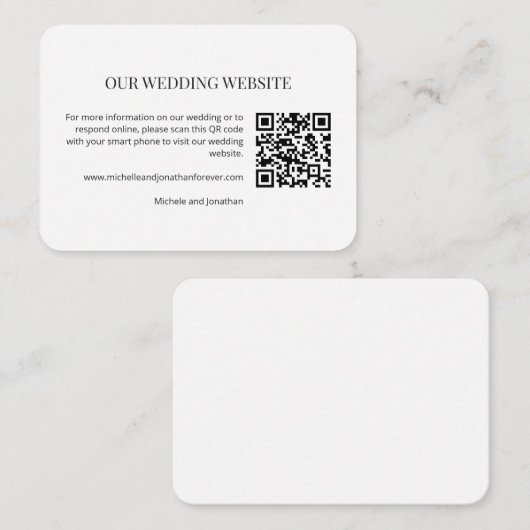 Carte D'accompagnement Modern Minimal Wedding Website QR Code Insert Card (Devant / Derrière)