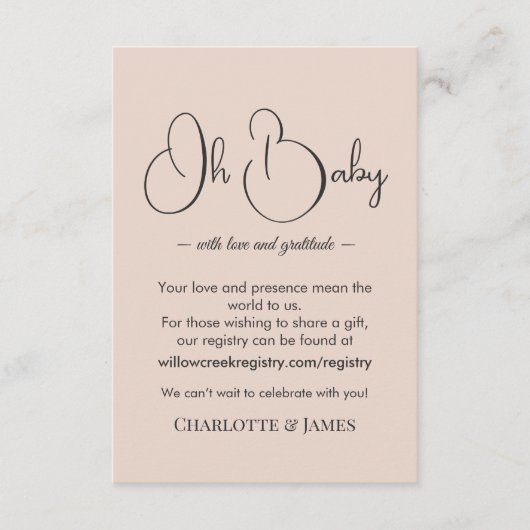Carte D'accompagnement Modern Minimalist Baby Shower | Powder Blush (Devant)