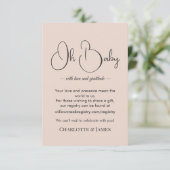 Carte D'accompagnement Modern Minimalist Baby Shower | Powder Blush (Debout devant)