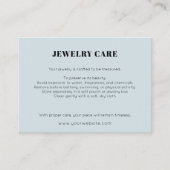 Carte D'accompagnement Modern Minimalist Blue Jewelry Care Insert Card (Devant)