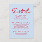 Carte D'accompagnement Modern Minimalist Blue Red Wedding Details (Devant)