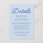Carte D'accompagnement Modern Minimalist Blue Wedding Details (Devant)