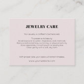 Carte D'accompagnement Modern Minimalist Blush Jewelry Care Insert Card (Devant)