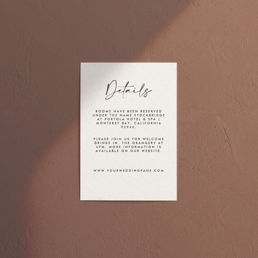 Carte D'accompagnement Modern Minimalist Cream & Black Script Wedding 