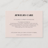 Carte D'accompagnement Modern Minimalist Peach Jewelry Care Insert Card (Devant)