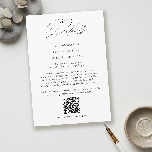 Carte D'accompagnement Modern Minimalist QR Code Wedding Details