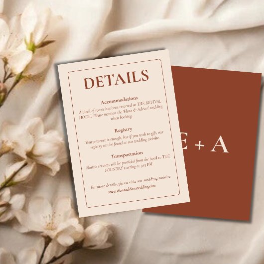 Carte D'accompagnement Modern Moody Wedding Enclosure Card