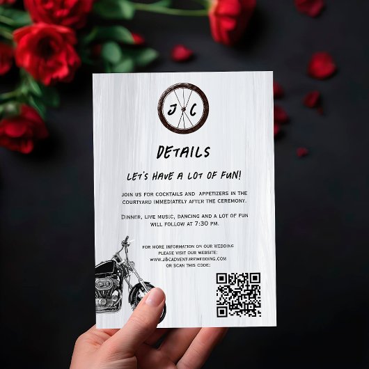 Carte D'accompagnement Modern Motorcycle Adventure Détails du Mariage