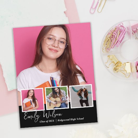 Carte D'accompagnement Modern Multi Photo Senior Graduation Announcement