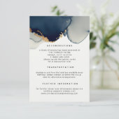 Carte D'accompagnement Modern Navy Blue Elegant Beach Détails de mariage (Debout devant)