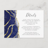 Carte D'accompagnement Modern Navy Blue Gold Ink Wedding Details (Devant)