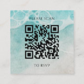 Carte D'accompagnement Modern Ocean Tide Wedding QR Code RSVP Card (Dos)