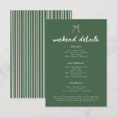Carte D'accompagnement Modern Olive Green Bachelorette Weekend Details (Devant / Derrière)