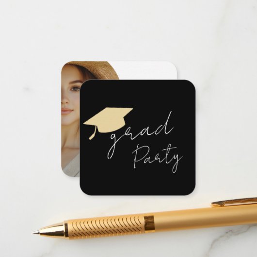 Carte D'accompagnement Modern Photo Grad Party  (Devant/Arrière en situation)