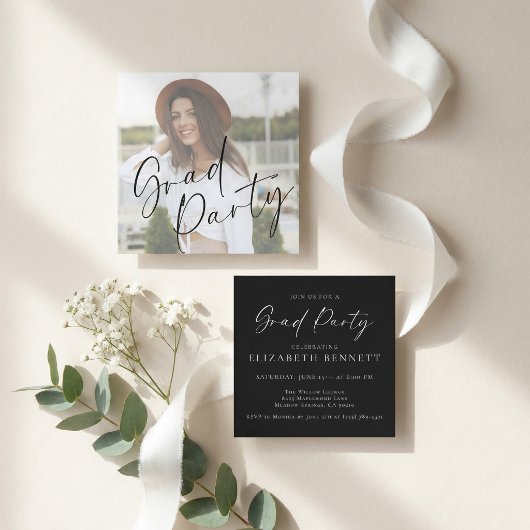 Carte D'accompagnement Modern Photo Graduation Party