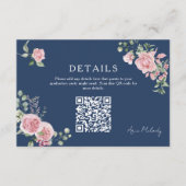 Carte D'accompagnement Modern Pink Roses QR-code Details Graduation (Devant)