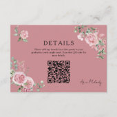 Carte D'accompagnement Modern Pink Roses QR-code Details Graduation (Devant)
