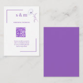 Carte D'accompagnement Modern Purple Line Art Flo QR Code Wedding Website (Devant / Derrière)