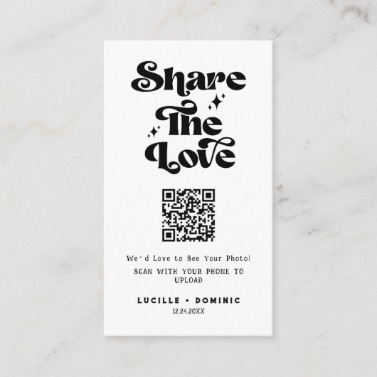 Carte D'accompagnement Modern Retro Wedding Share The Love (Devant)