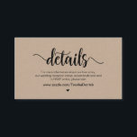Carte D'accompagnement Modern Rustic Farm Kraft, Détails Mariage<br><div class="desc">C'est le kraft rustique moderne,  la police noire,  nos détails Mariages,  le site Web,  RSVP et Hashtag carte de boîtier. Vous pouvez modifier les couleurs de police et ajouter les détails de votre mariage dans la police / lettering correspondante. #TeeshaDerrick</div>