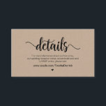 Carte D'accompagnement Modern Rustic Farm Kraft, Détails Mariage<br><div class="desc">C'est le kraft rustique moderne,  la police noire,  nos détails Mariages,  le site Web,  RSVP et Hashtag carte de boîtier. Vous pouvez modifier les couleurs de police et ajouter les détails de votre mariage dans la police / lettering correspondante. #TeeshaDerrick</div>
