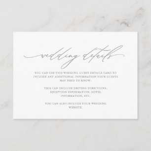 Carte D'accompagnement Modern Sage Green Calligraphy Mariage Détails de l