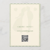 Carte D'accompagnement Modern Sage Green Stripe QR Code Wedding Details (Dos)
