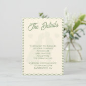 Carte D'accompagnement Modern Sage Green Stripe QR Code Wedding Details (Debout devant)
