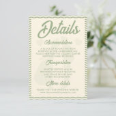 Carte D'accompagnement Modern Sage Green Wavy Stripe Wedding Details (Debout devant)