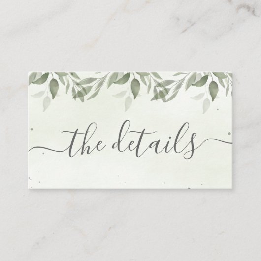 Carte D'accompagnement Modern Sage Greenery Details Enclosure Card (Devant)