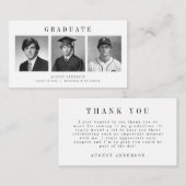 Carte D'accompagnement Modern Script 3 Photo Collage Graduation Thank You (Devant / Derrière)
