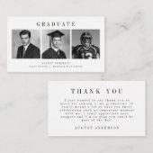 Carte D'accompagnement Modern Script 3 Photo Collage Graduation Thank You (Devant / Derrière)