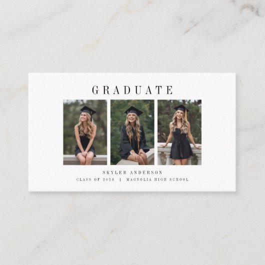 Carte D'accompagnement Modern Script 3 Photo Collage Graduation Thank You (Devant)
