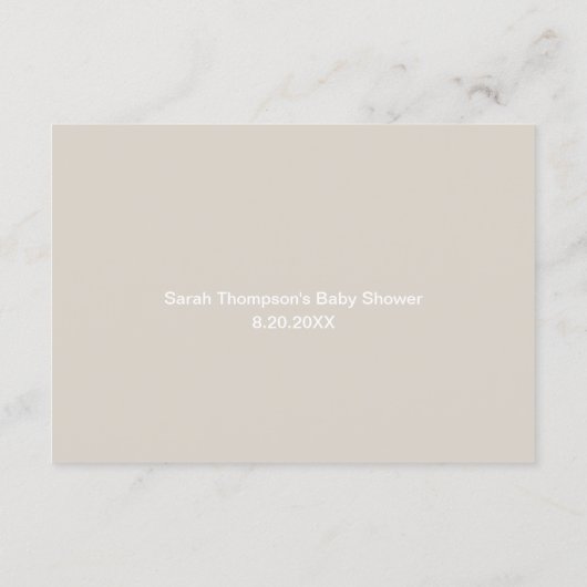 Carte D'accompagnement Modern Script Beige Baby shower Book Request (Dos)