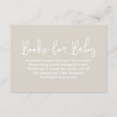 Carte D'accompagnement Modern Script Beige Baby shower Book Request (Devant)
