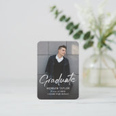 Carte D'accompagnement Modern Script Casual Photo Graduation Announcement (Debout devant)