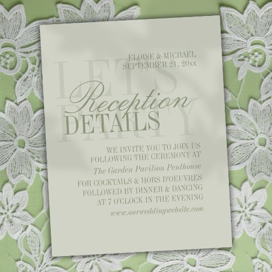 Carte D'accompagnement Modern Script Sage Green Wedding Details