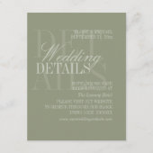 Carte D'accompagnement Modern Script Sage Green Wedding Details QR (Devant)