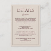 Carte D'accompagnement Modern simple tan minimalist wedding details (Devant)