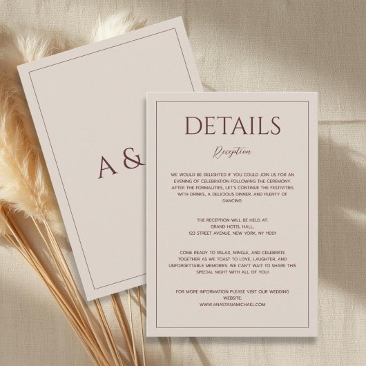 Carte D'accompagnement Modern simple tan minimalist wedding details