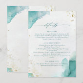 Carte D'accompagnement Modern Teal Gold Abstract Beach Wedding Details (Devant / Derrière)