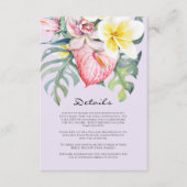 Carte D'accompagnement Modern Tropical Floral Hawaii Wedding (Devant)