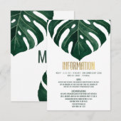 Carte D'accompagnement Modern Tropical Swiss Cheese Leaf Gold Détails (Devant / Derrière)