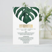 Carte D'accompagnement Modern Tropical Swiss Cheese Leaf Gold Détails (Debout devant)