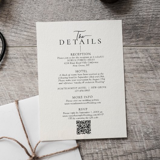 Carte D'accompagnement Modern Typography  Qr Code Wedding Details